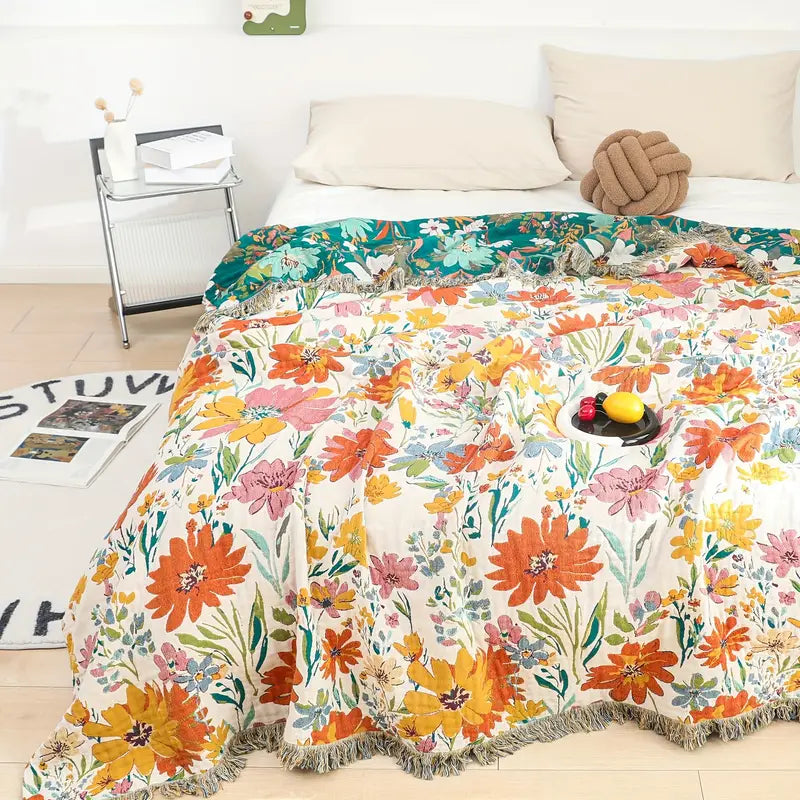 Lara Floral Deken - 100% Katoen, Lichtgewicht All-Season 1