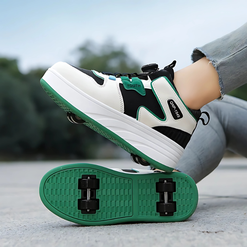 SneakRoll™ – Verstelbare Sneakers met Inklapbare Wieltjes – Kinderschoenen Avontuur Set