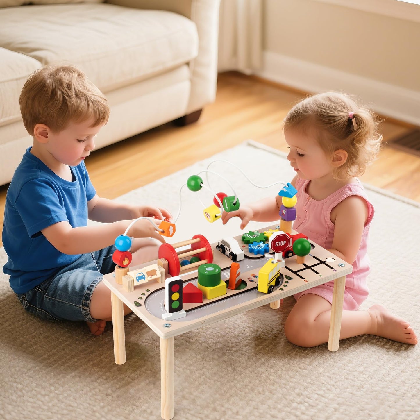 SpeelTafelix™ – Montessori Houten Speeltafel – 7-in-1 Educatief Motoriek Leer Speelgoed