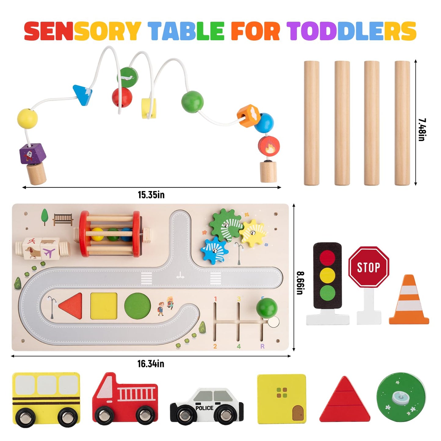SpeelTafelix™ – Montessori Houten Speeltafel – 7-in-1 Educatief Motoriek Leer Speelgoed