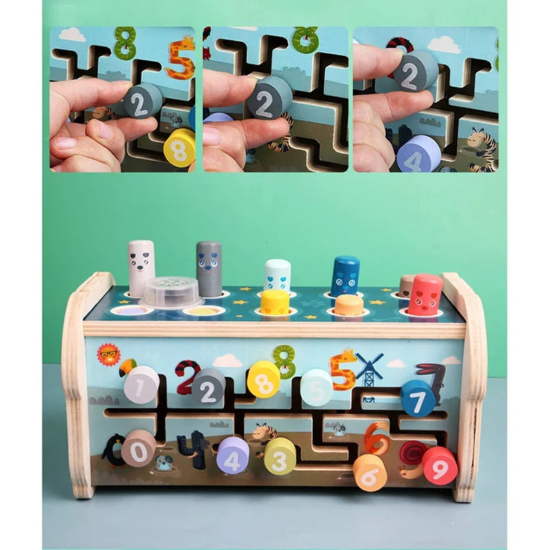 KlopKlank™ – Montessori 3-in-1 Hammerspel, Xylofoon Sorteerbox – Educatief Houten Speelgoed