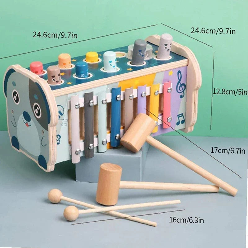 KlopKlank™ – Montessori 3-in-1 Hammerspel, Xylofoon Sorteerbox – Educatief Houten Speelgoed
