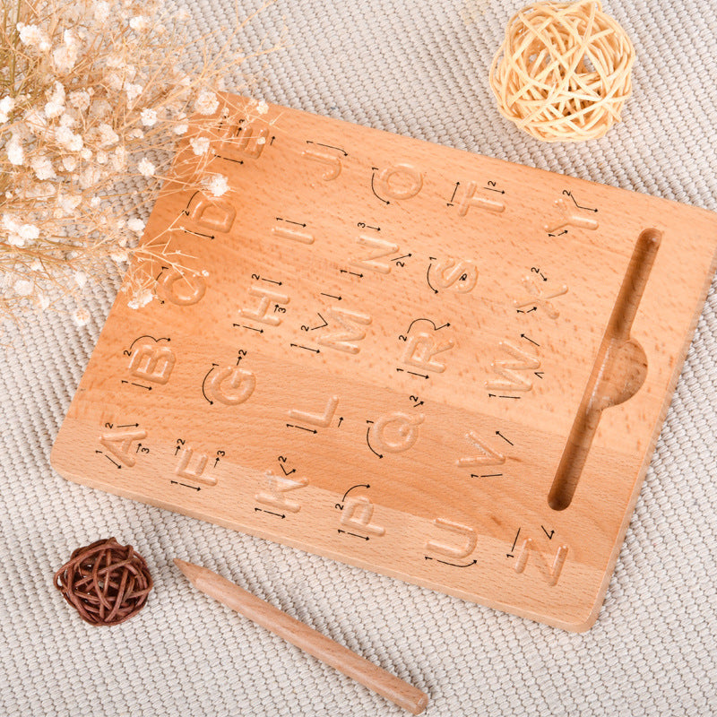 AlphaTrace™ – Montessori Houten Oefenbord – Educatief Alfabet Leren