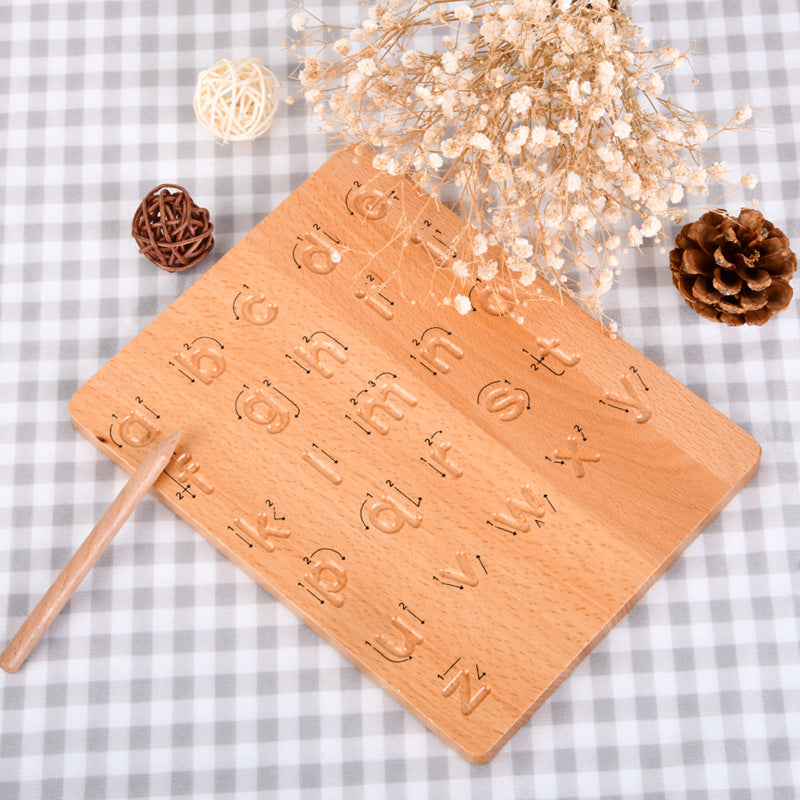 AlphaTrace™ – Montessori Houten Oefenbord – Educatief Alfabet Leren