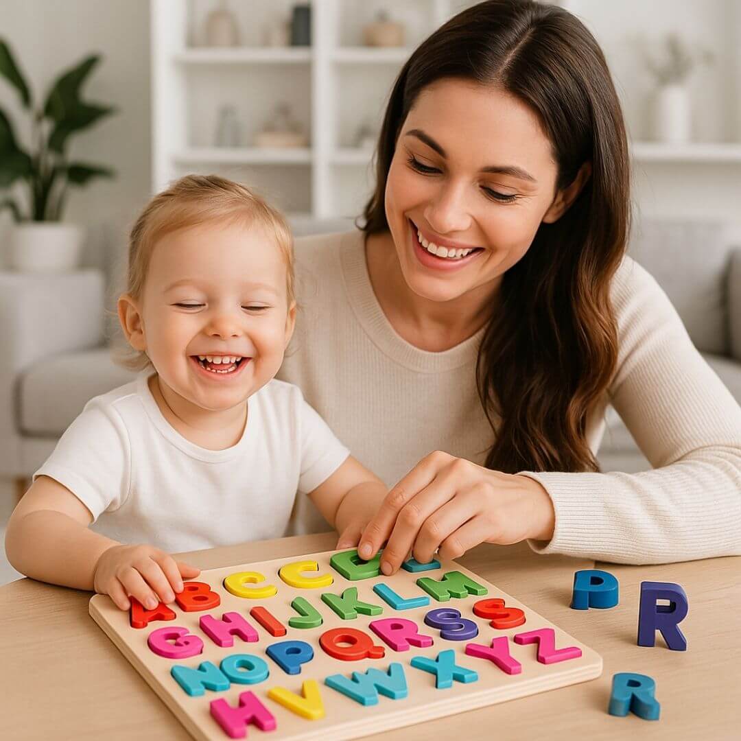 LetterLern™ – Houten Alfabet Cijfer Puzzel – Educatief Montessori Speelgoed