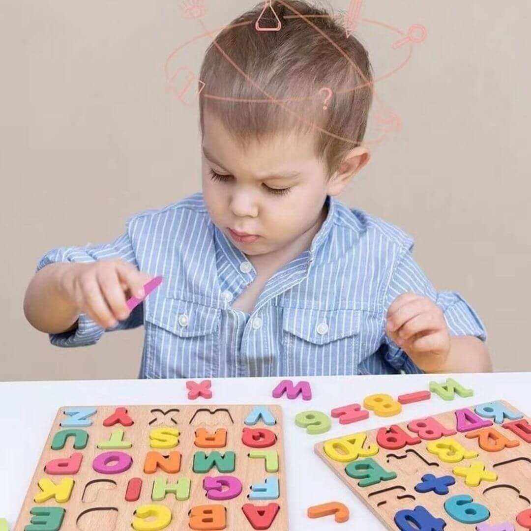 LetterLern™ – Houten Alfabet Cijfer Puzzel – Educatief Montessori Speelgoed