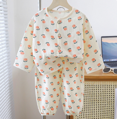 SkyJoy™ – Linnen Pyjamaset met Regenboogprint – Kinder Nachtkleding