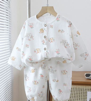SkyJoy™ – Linnen Pyjamaset met Regenboogprint – Kinder Nachtkleding