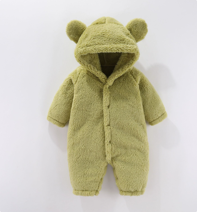 CozyHood™ – Warme Fleece Romper met Capuchon – Comfortabele Babyoutfit