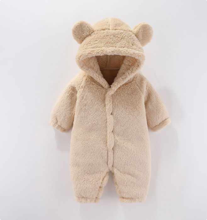 CozyHood™ – Warme Fleece Romper met Capuchon – Comfortabele Babyoutfit