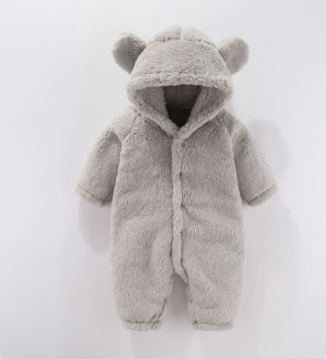 CozyHood™ – Warme Fleece Romper met Capuchon – Comfortabele Babyoutfit