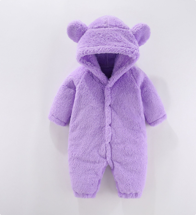 CozyHood™ – Warme Fleece Romper met Capuchon – Comfortabele Babyoutfit