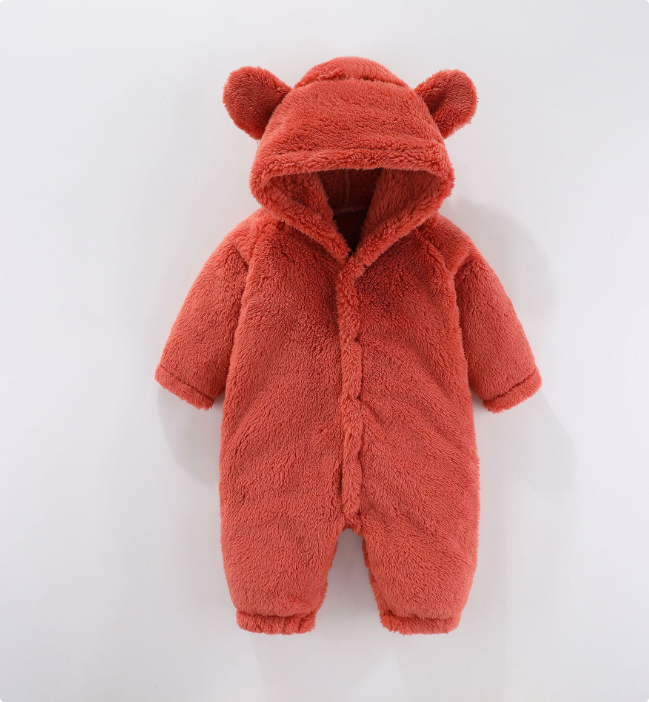 CozyHood™ – Warme Fleece Romper met Capuchon – Comfortabele Babyoutfit