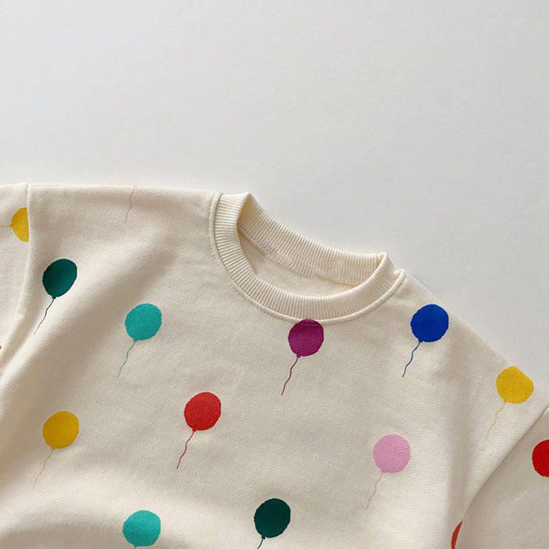 JoyPop™ – Verjaardags Joggerset met Ballonnenprint – Unisex Kinderoutfit