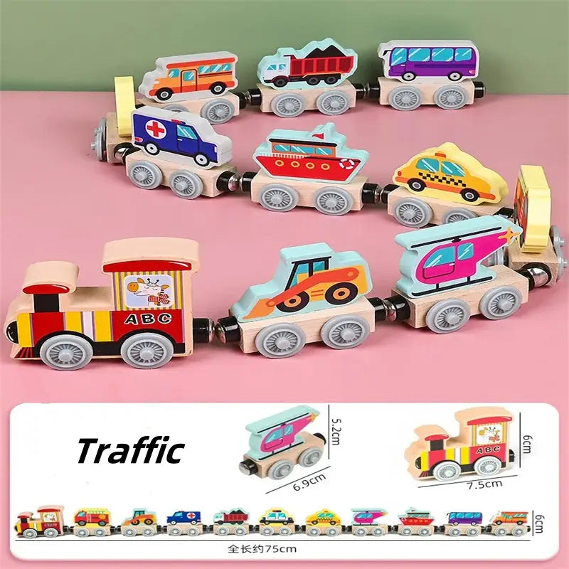 DierExpress™ – Houten Magnetische Trein – Montessori Speelplezier voor Jonge Ontdekkers