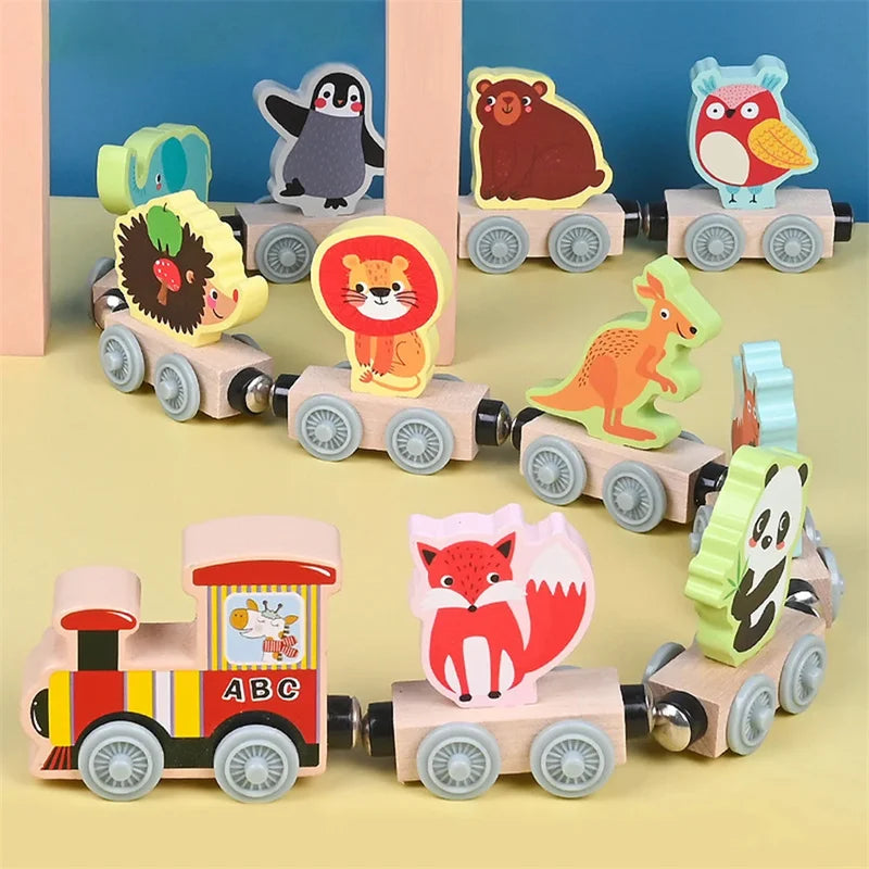 DierExpress™ – Houten Magnetische Trein – Montessori Speelplezier voor Jonge Ontdekkers