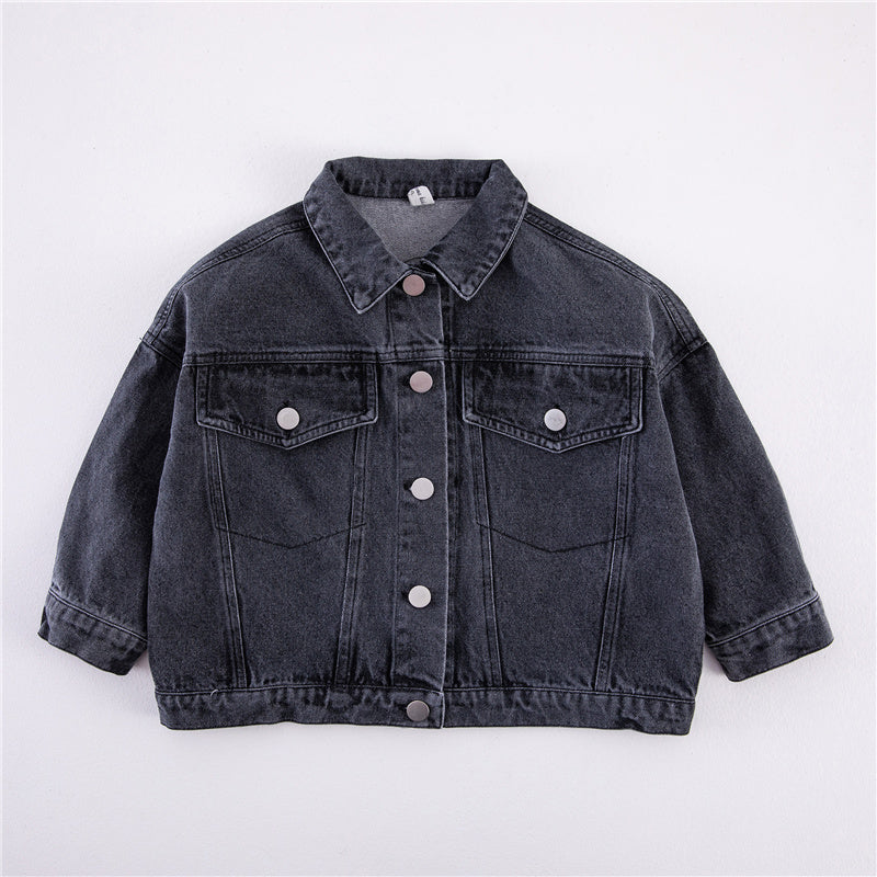 DenimDrift™ – Tijdloze Spijkerjas met Drukknoopsluiting – Unisex Kinderjas Denim