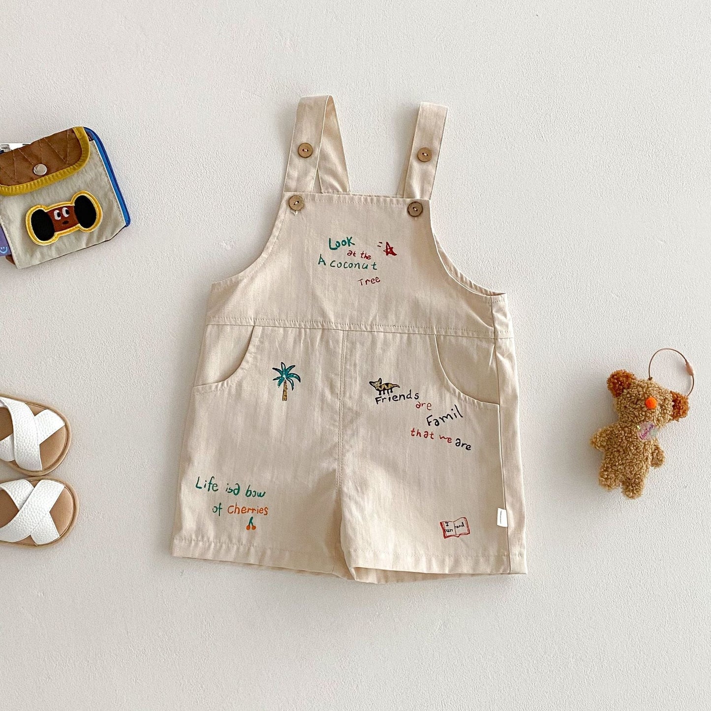 PalmPlay™ – Tropische Borduursels & Comfort – Zomerse Tuinbroek voor Kinderen
