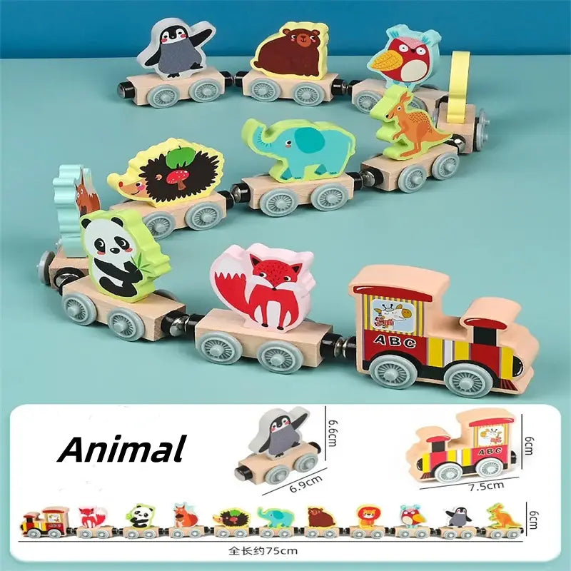 DierExpress™ – Houten Magnetische Trein – Montessori Speelplezier voor Jonge Ontdekkers