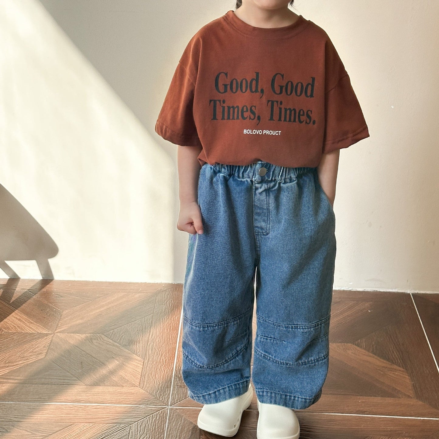 ChocoVibes™ – Oversized Shirt met Good Times Print – Unisex Kinder T-Shirt