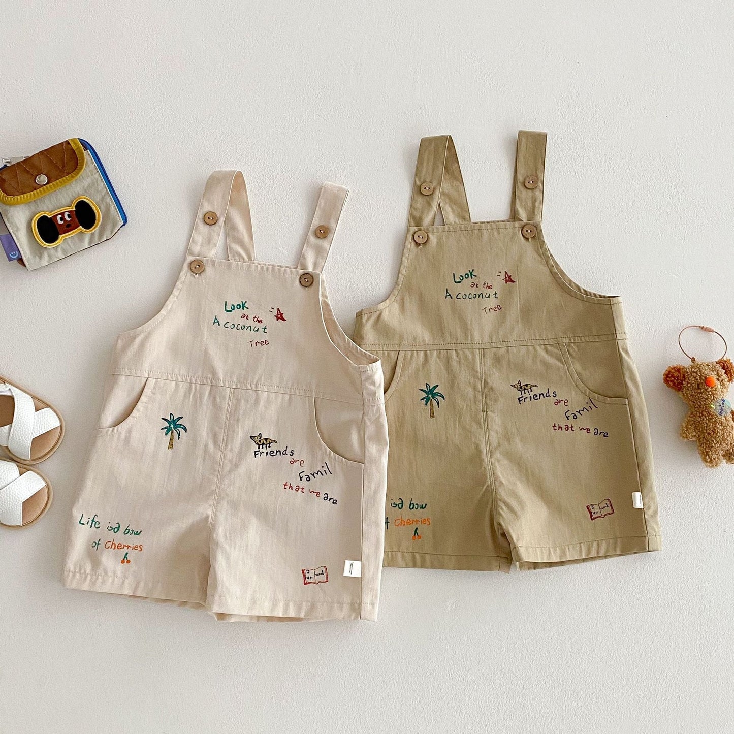 PalmPlay™ – Tropische Borduursels & Comfort – Zomerse Tuinbroek voor Kinderen