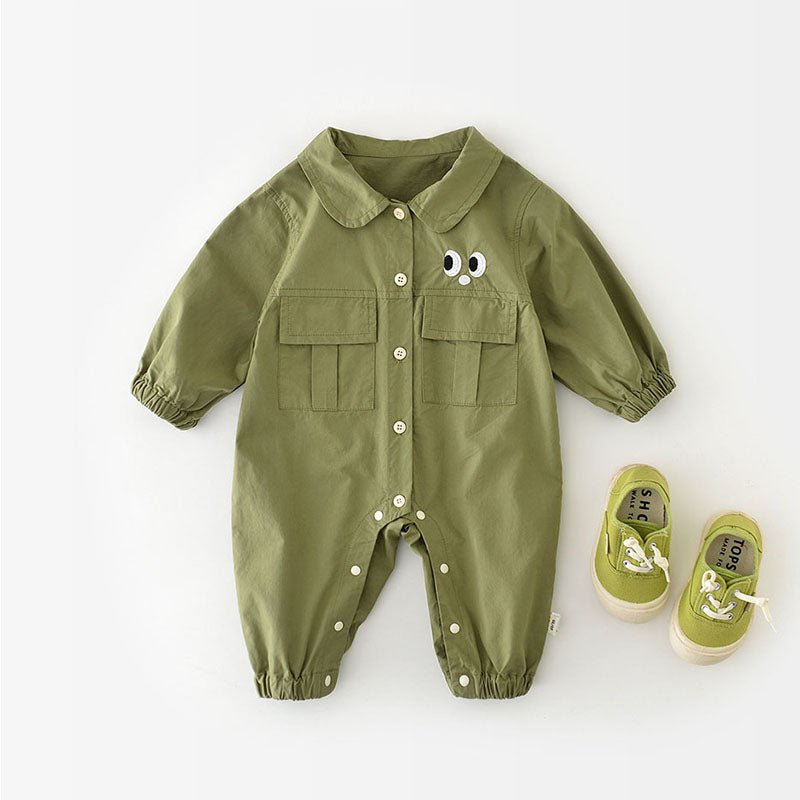 CrocQuest™ – Speelse Olijfgroene Jumpsuit – Unisex Baby Outfit