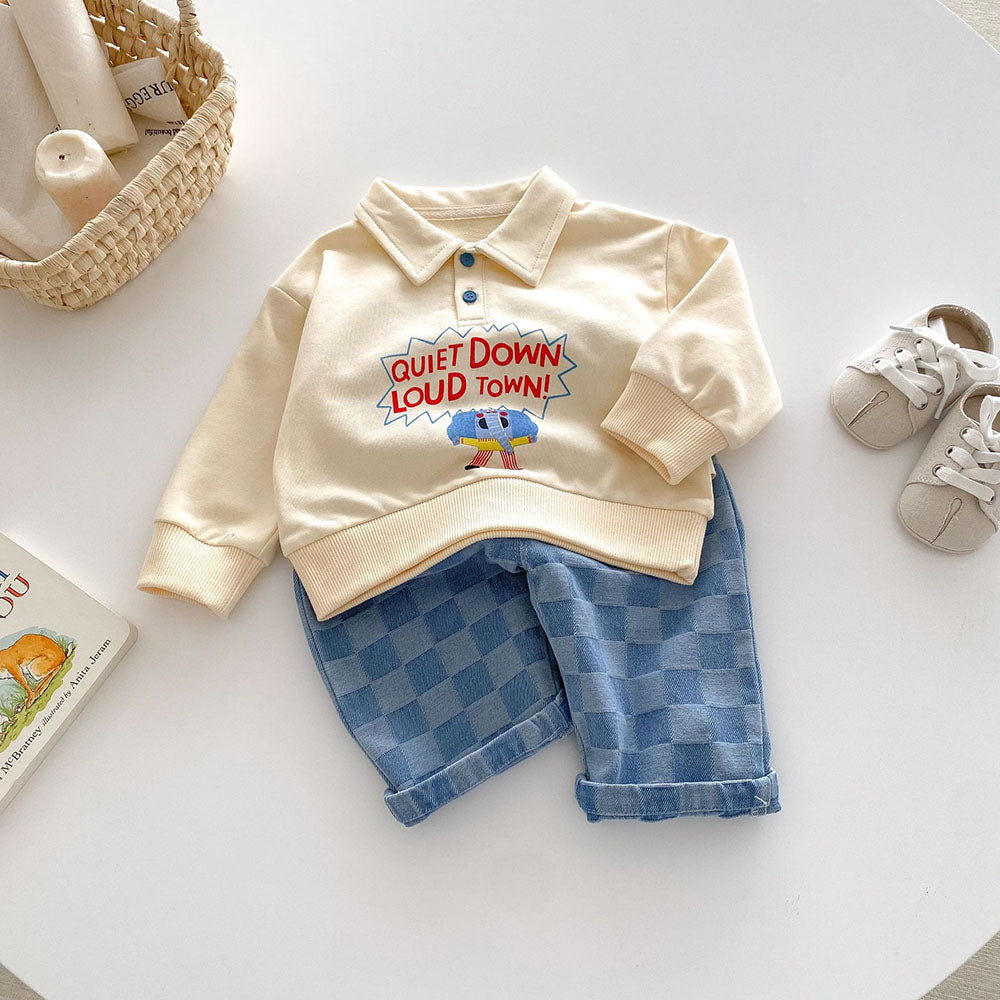 CheckDrape™ – Denim Broek met Ruitjesprint – Comfortabele Kinderjeans