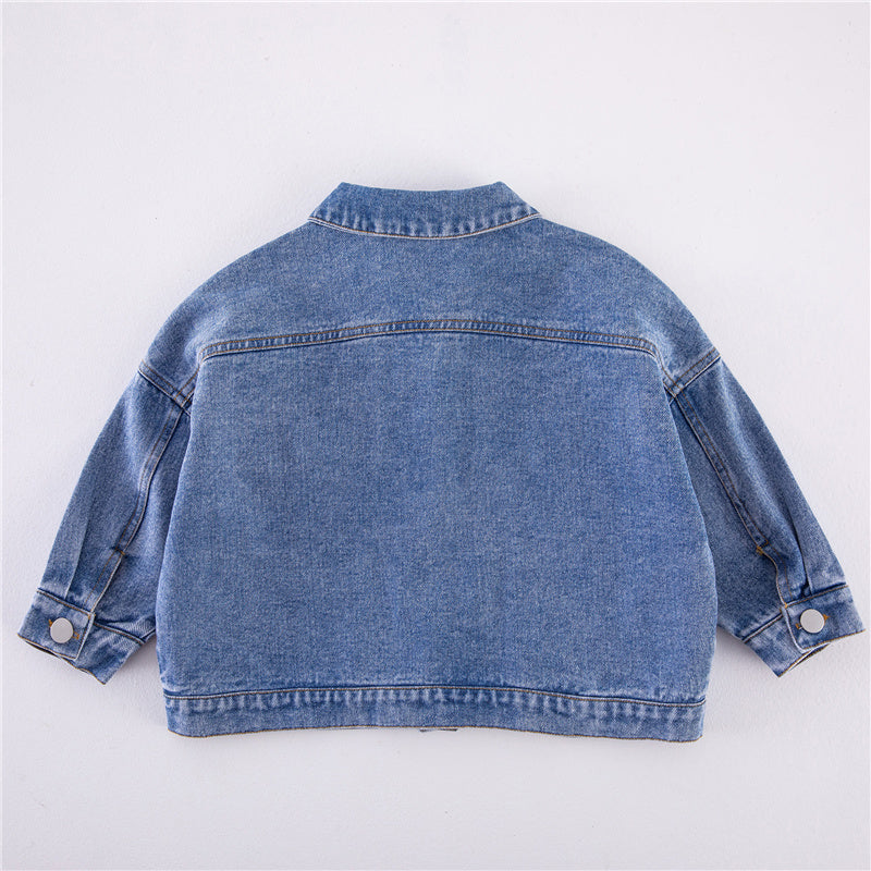 DenimDrift™ – Tijdloze Spijkerjas met Drukknoopsluiting – Unisex Kinderjas Denim