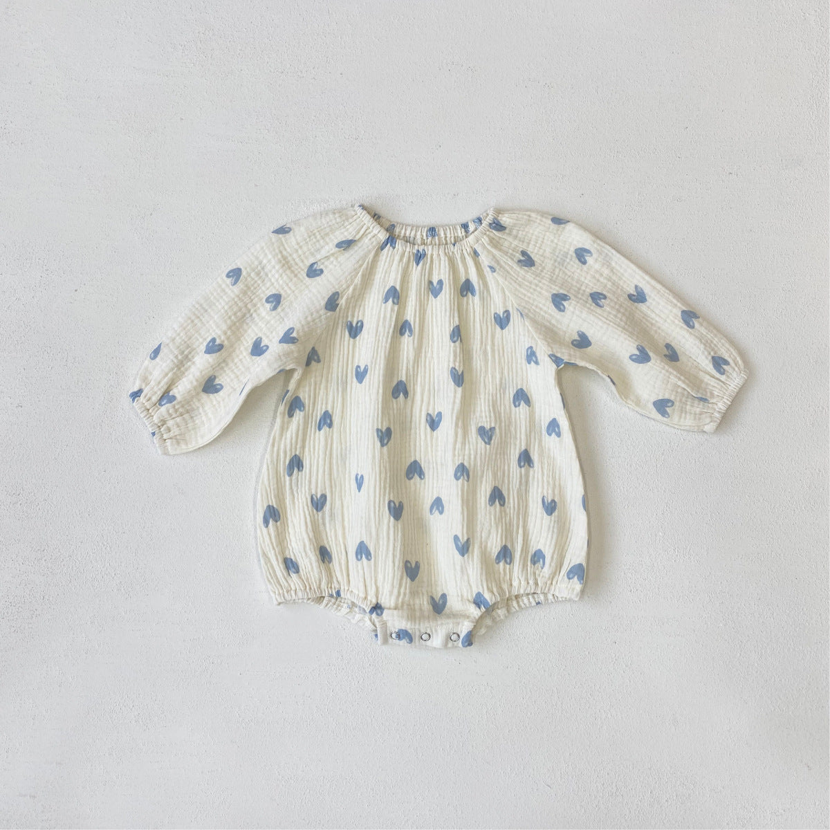 BlueCuddle™ – Romper met Hartjesprint van Katoen – Comfortabele Babykleding