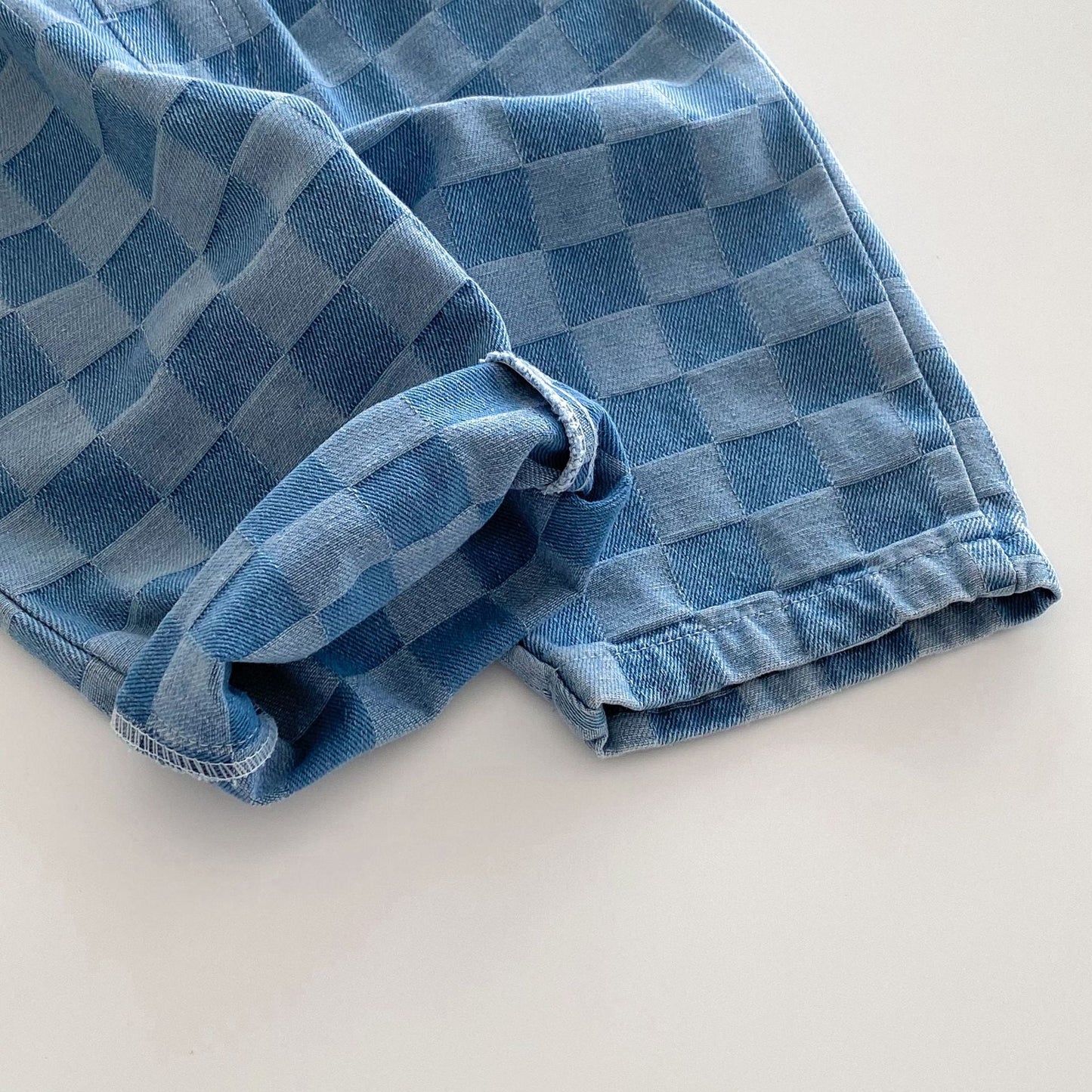 CheckDrape™ – Denim Broek met Ruitjesprint – Comfortabele Kinderjeans