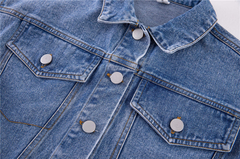 DenimDrift™ – Tijdloze Spijkerjas met Drukknoopsluiting – Unisex Kinderjas Denim