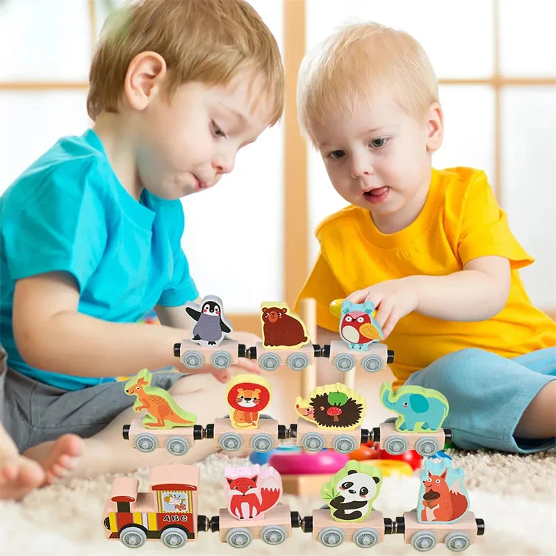 DierExpress™ – Houten Magnetische Trein – Montessori Speelplezier voor Jonge Ontdekkers