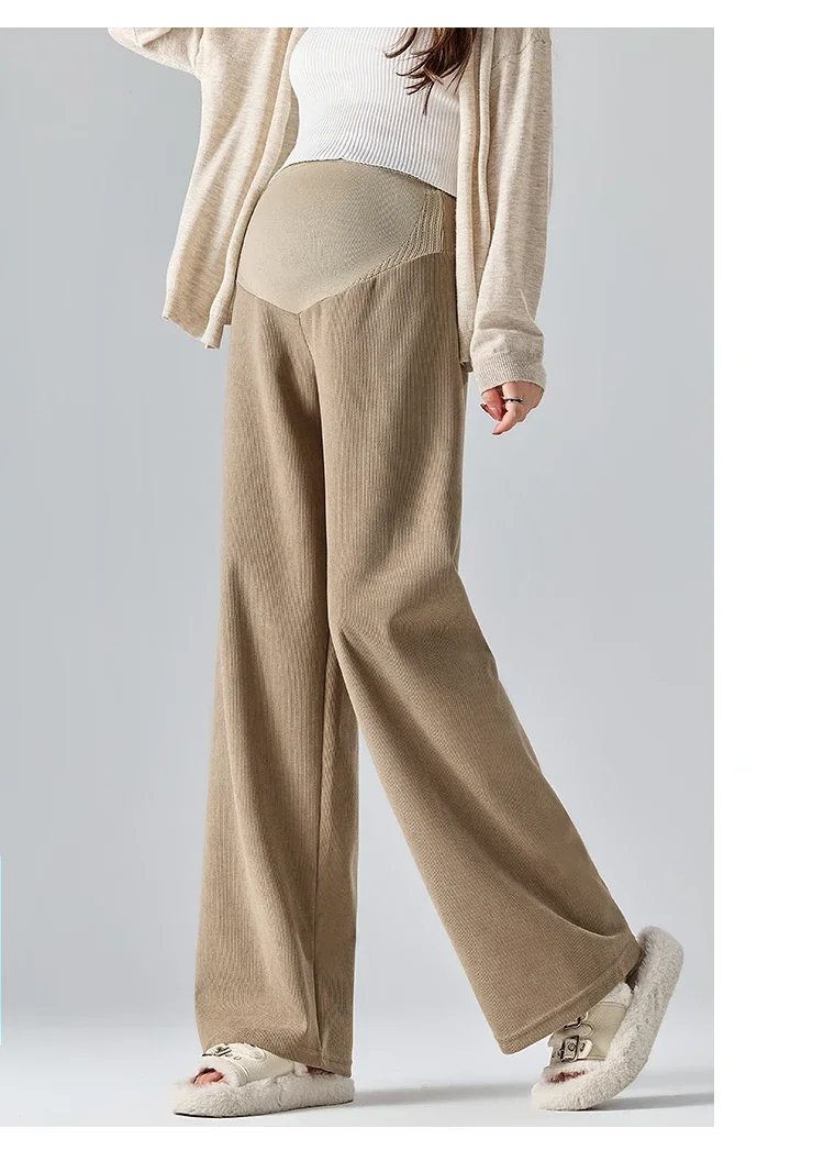 BumpLounge™ – Comfortabele Ribstof Zwangerschapsbroek – Positiebroek met Wijde Pijpen