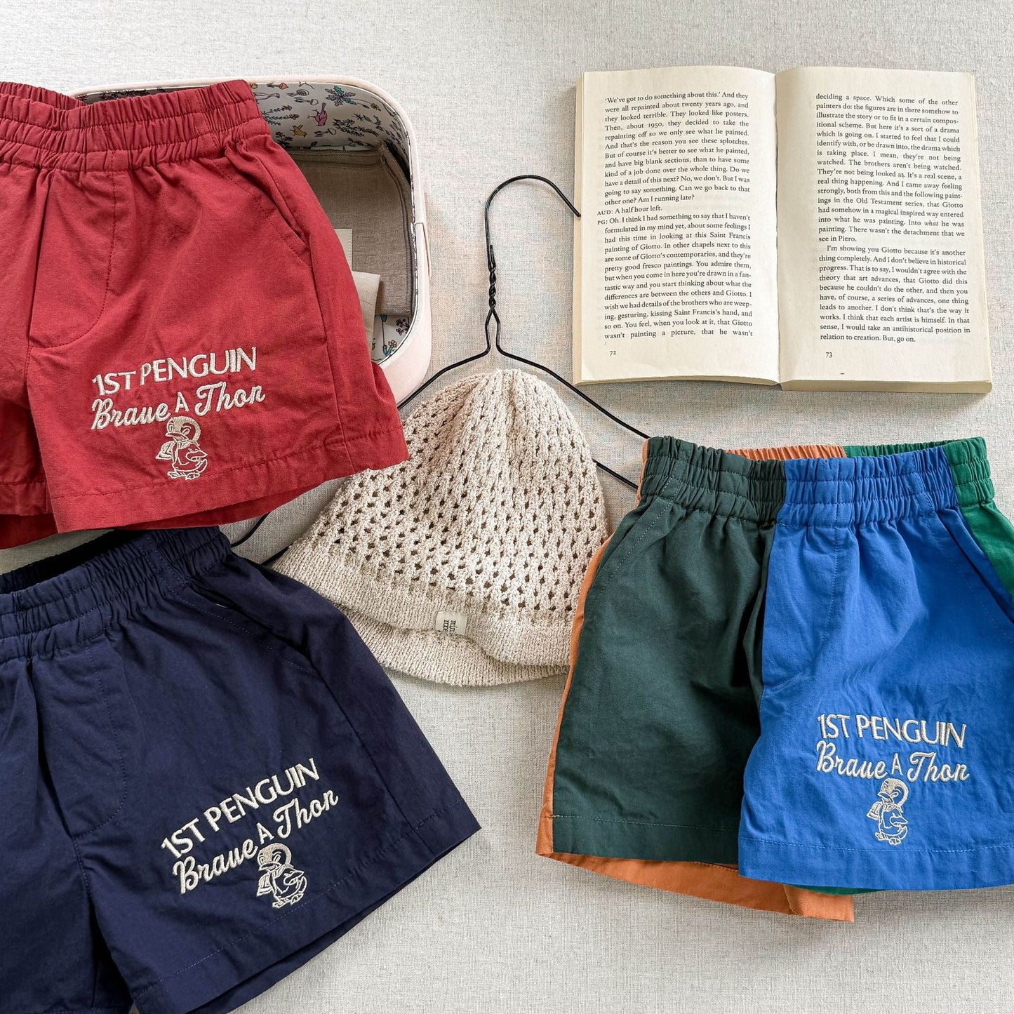 BravePengu™ – Katoenen Shorts met Borduursel – Uniseks Zomerbroekje voor Kinderen