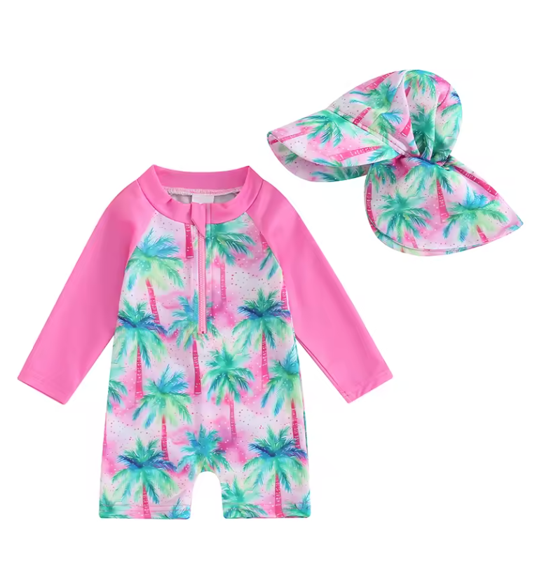 PalmiePop™ - UV Zwemset met Palmprint - Baby Zwempak & Hoedje PalmiePop™ - UV Zwemset met Palmprint - Baby Zwempak & Hoedje