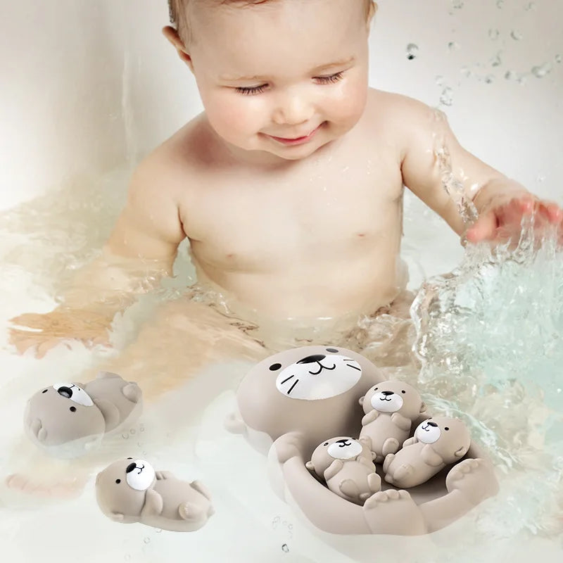 AquaOtter™ – Familie Badset in Zacht Silicone – Drijvend Speelgoed voor Baby’s