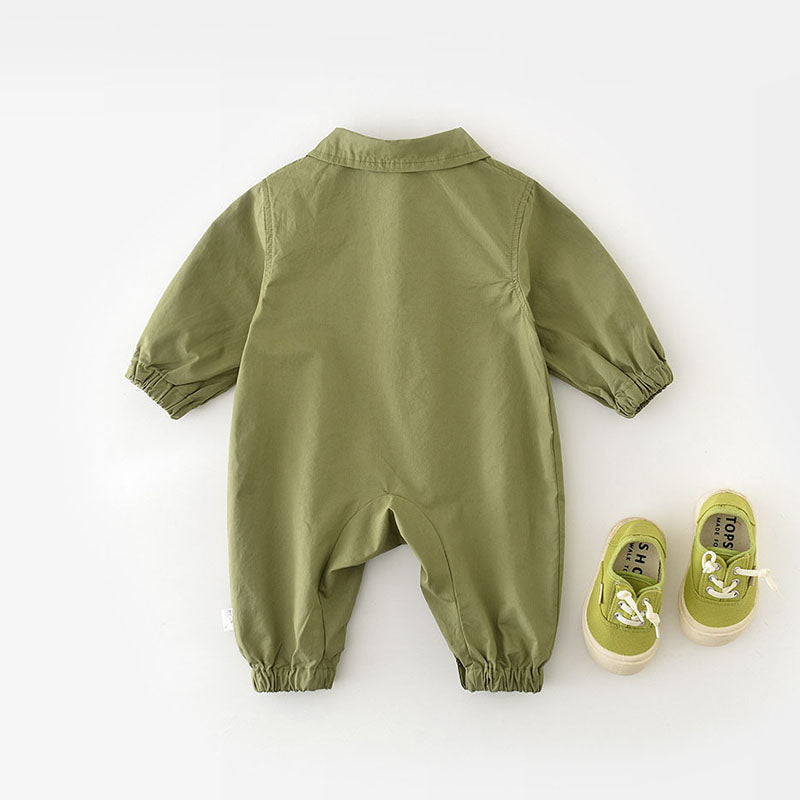 CrocQuest™ – Speelse Olijfgroene Jumpsuit – Unisex Baby Outfit