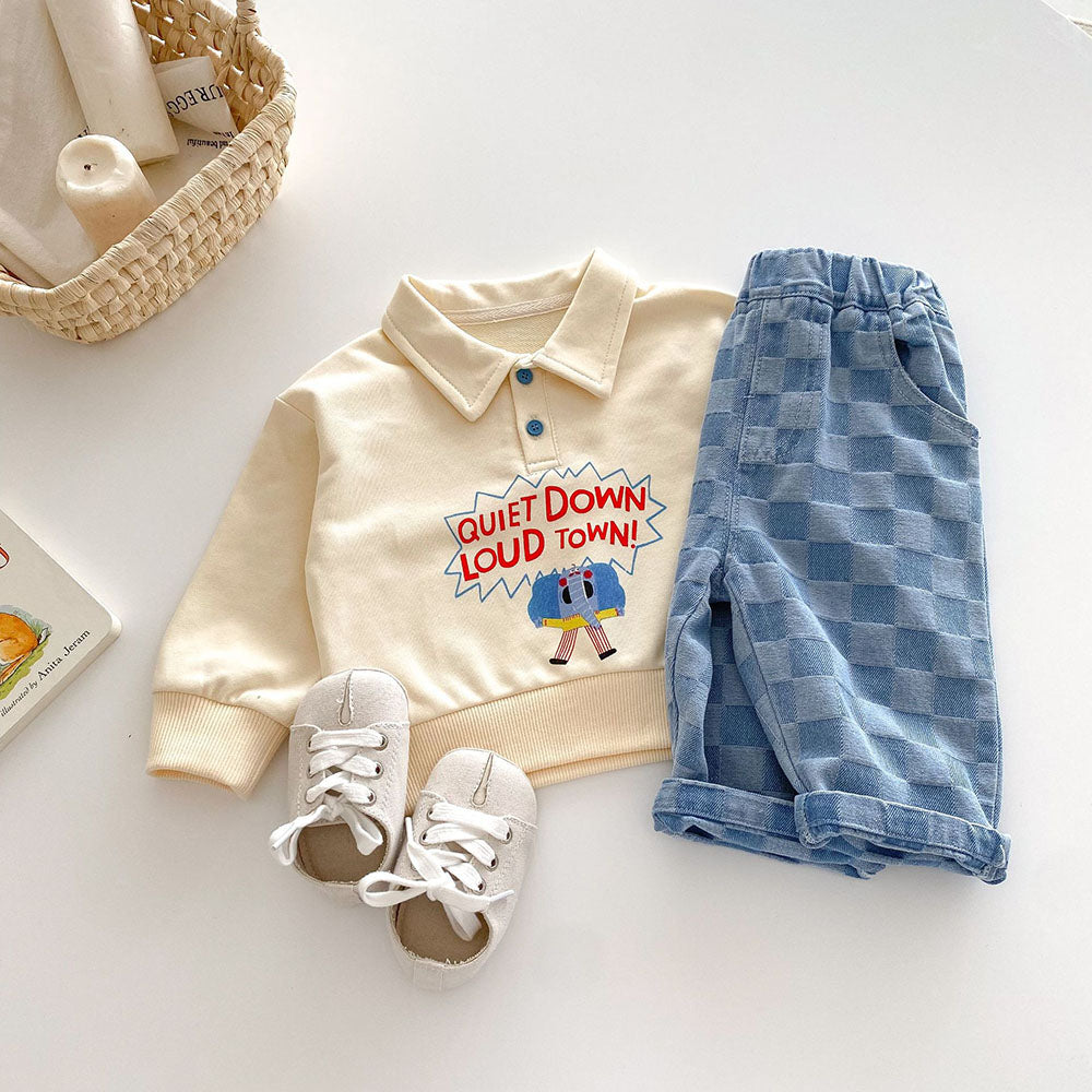CheckDrape™ – Denim Broek met Ruitjesprint – Comfortabele Kinderjeans