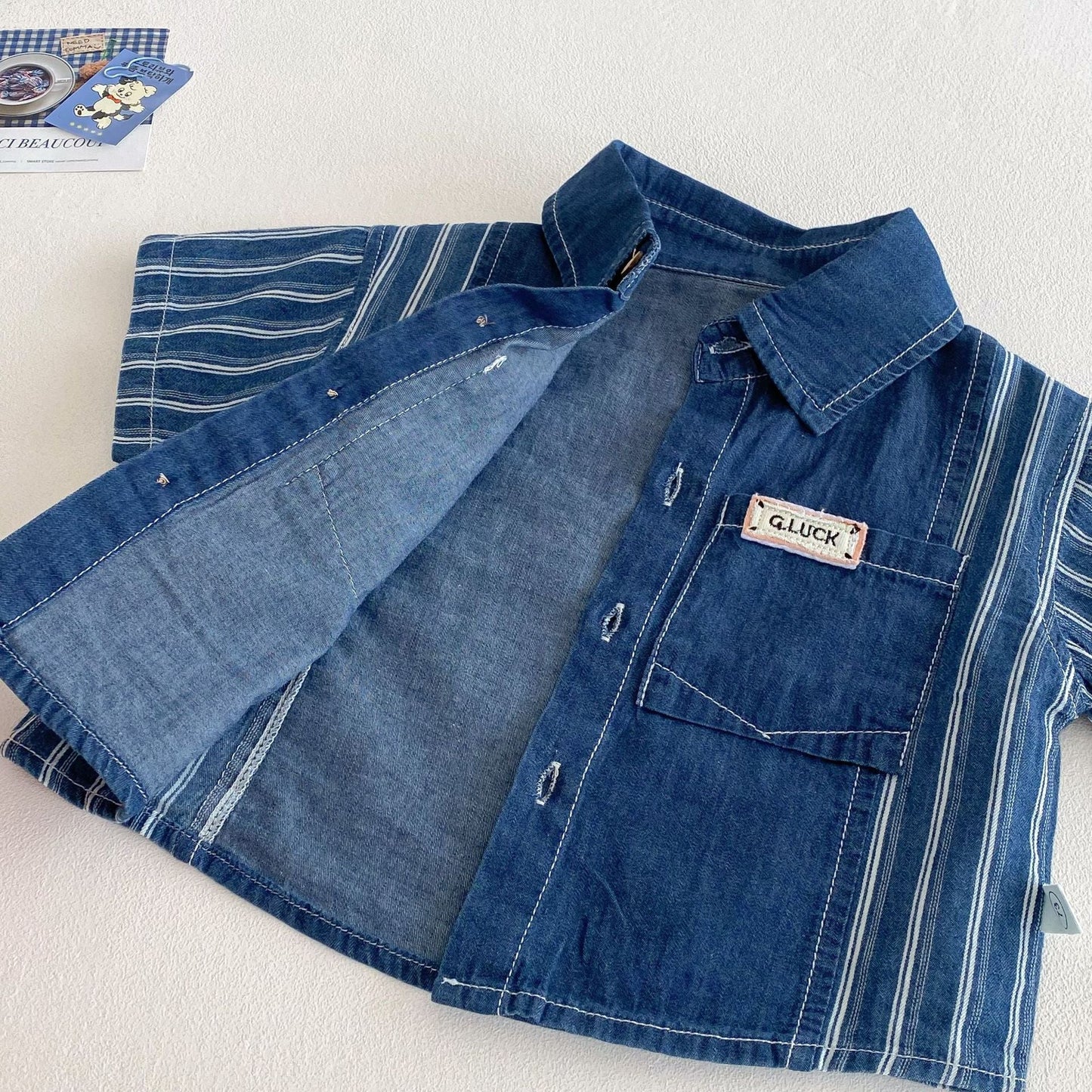 IndiSet™ – Denim Zomerset met Overhemd & Short – Comfortabele Kinderoutfit