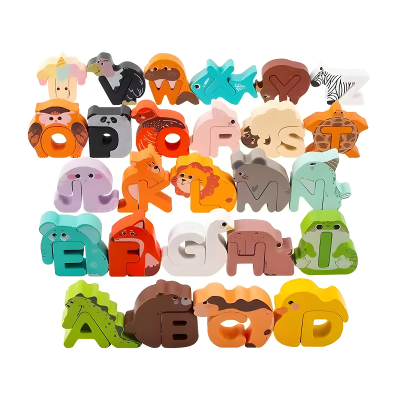 WoordWoud™ – Houten Alfabetpuzzel met Dieren – Leren, Spelen & Ontdekken