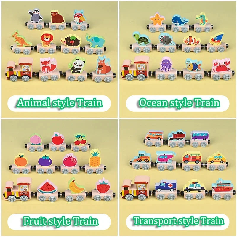 DierExpress™ – Houten Magnetische Trein – Montessori Speelplezier voor Jonge Ontdekkers