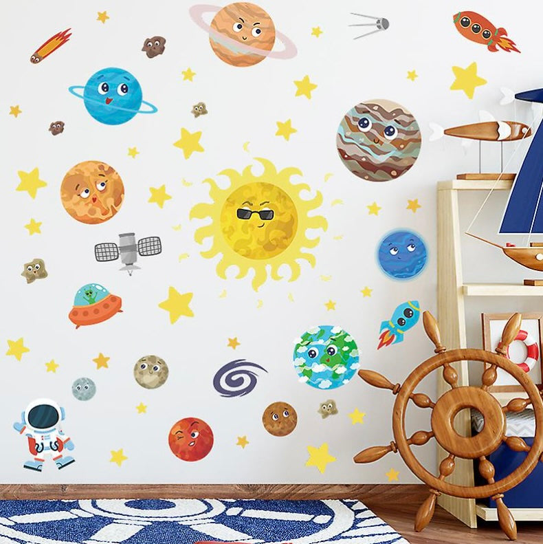 Space Behang™ - Kinderkamer behang - Sterren en planeten
