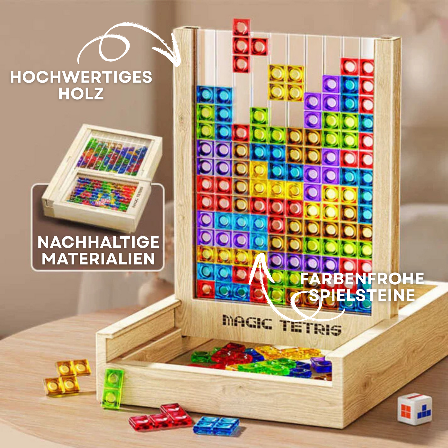 WoodLogic™ – Duurzaam Houten Puzzelbord – Educatief Familiebordspel