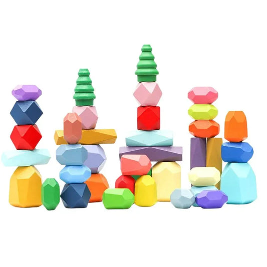 KleurStapel™ – Houten Balansstenen voor Peuters – Creatief Stapelen & Evenwicht Spel