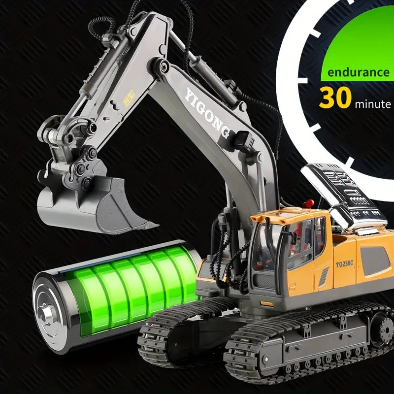 DiggerMaster™ – Realistische RC Graafmachine met 11 Functies – Afstandsbediend Bouwvoertuig