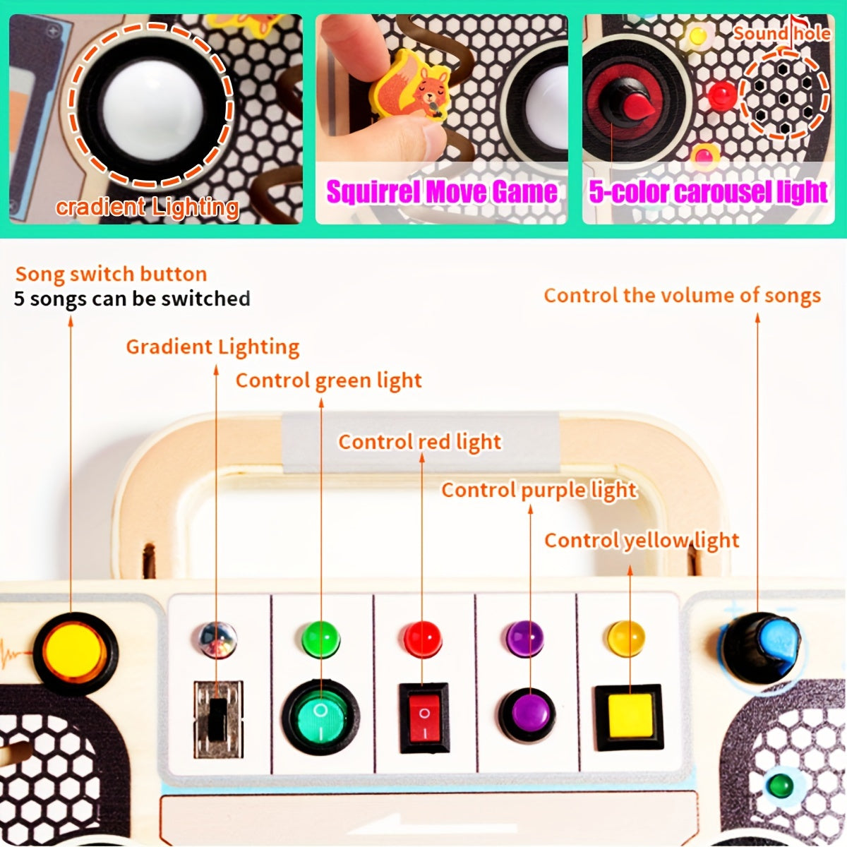 PlayGlow™ – Interactieve Houten Activiteitentafel – Educatief & Sensorisch Speelplezier