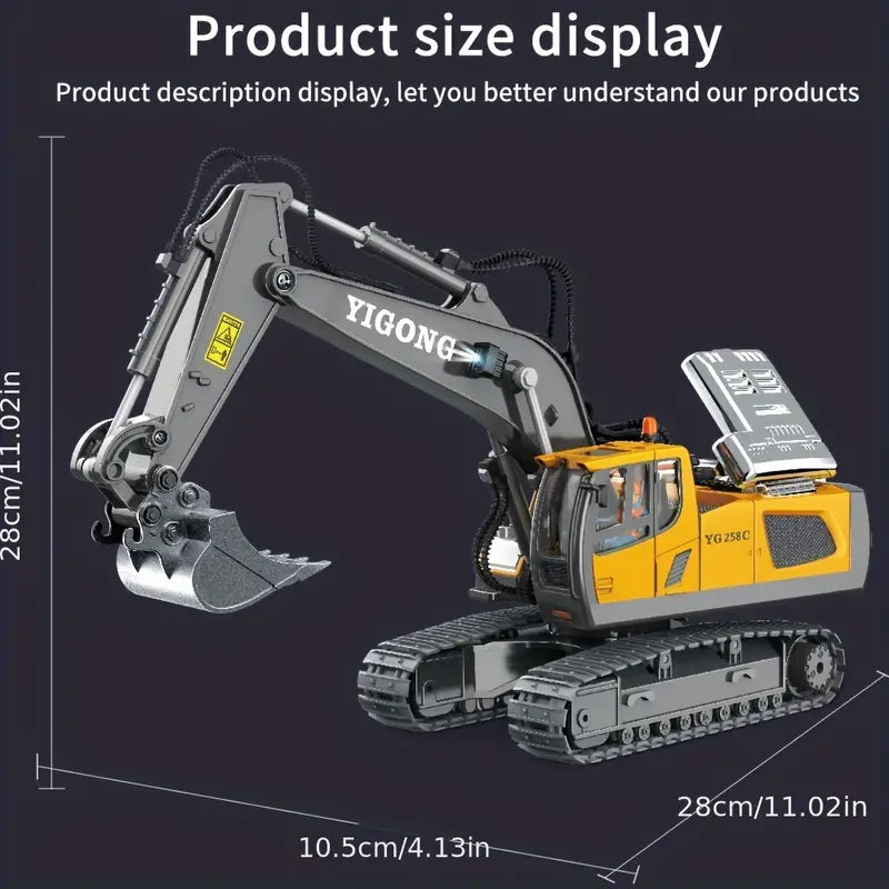 DiggerMaster™ – Realistische RC Graafmachine met 11 Functies – Afstandsbediend Bouwvoertuig