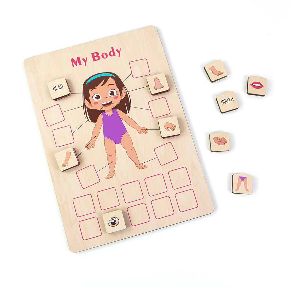 BodyLearn™ – Montessori Houten Lichaamspuzzel – Educatief Lichaamsdelen Spel