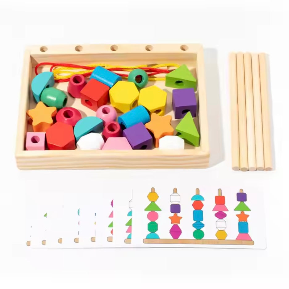 ColourLink™ – Montessori Kleuren & Vorm Blokken – Educatief Rijgspel voor Kinderen