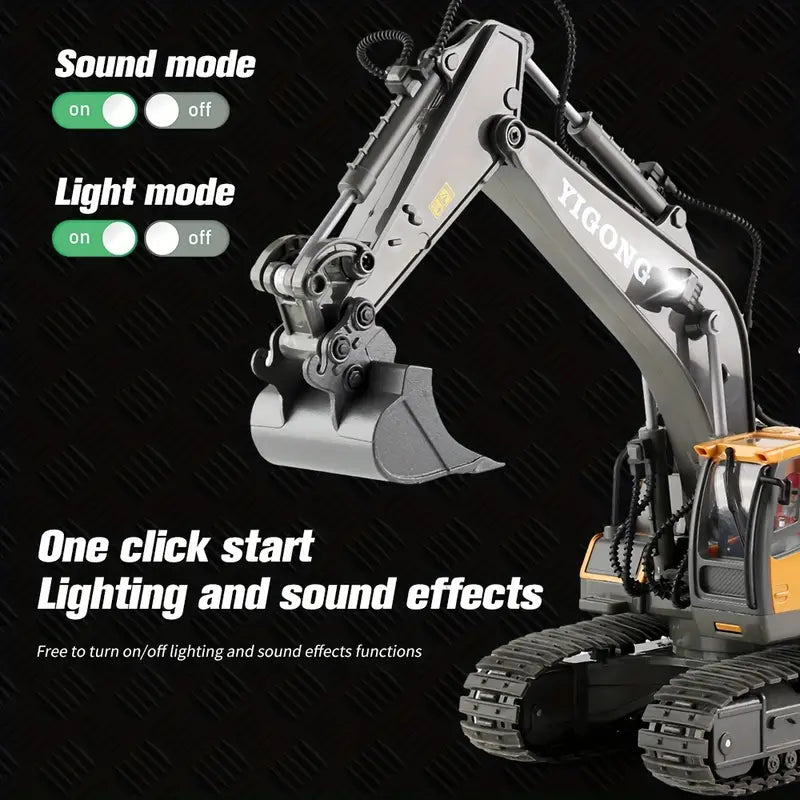 DiggerMaster™ – Realistische RC Graafmachine met 11 Functies – Afstandsbediend Bouwvoertuig